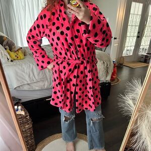 VS Pink Black Polka Dot Robe with Belt